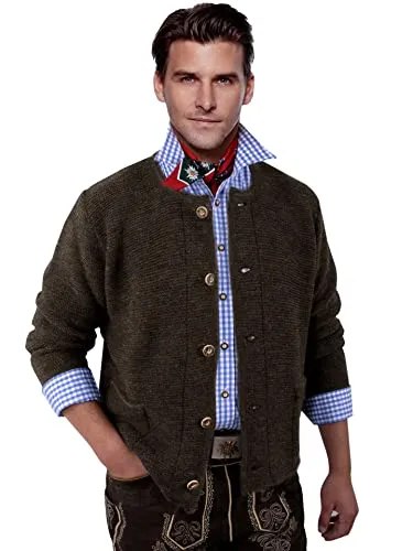 Moschen-Bayern Trachtenstrickjacke Herren 48 - Sportliche Trachtenjacke aus 50% Wolle und 50% Acryl, wärmend und windabweisend. Ideal für kühle Tage mit praktischem Knopfverschluss und Eingriffstaschen.