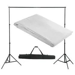 vidaXL Fotohintergrund-System 300 x 300 cm Weiß - Fotostudio Zubehör, leichtgewichtiges Aluminium-System mit einstellbarer Höhe bis 210 cm, ideal für kreative Fotografie im Studio oder vor Ort.