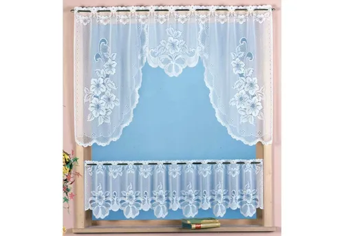 Weckbrodt Scheibengardine Provance, Stangendurchzug (2 St), halbtransparent, Jacquard, Bistro, Jacquard, floral, geblümt, 2teiliges Set, Gardine, Store