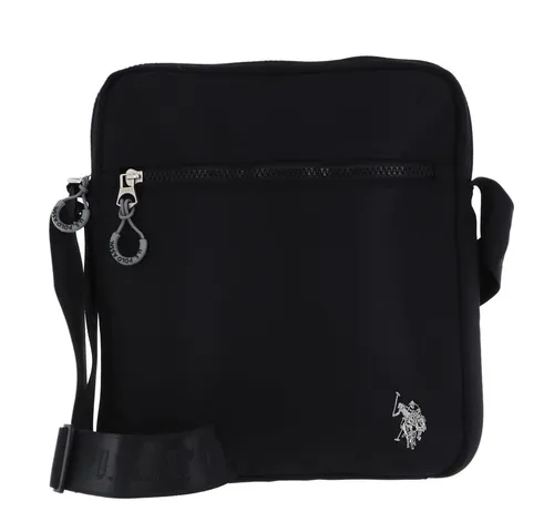 U.S. Polo Assn Umhängetasche Crossbody Bag, Black - Umhängetasche aus 100% Nylon, mit verstellbarem Schulterriemen und Tabletfach für Geräte bis 23 cm – ideal für unterwegs.