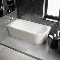 Bernstein Badewanne NORA CORNER LINKS, Halbfreistehende Badewanne - Sanitäranlagen & Zubehör, elegantes Design in Weiß matt, ideal für kleine Bäder und entspannende Momente.