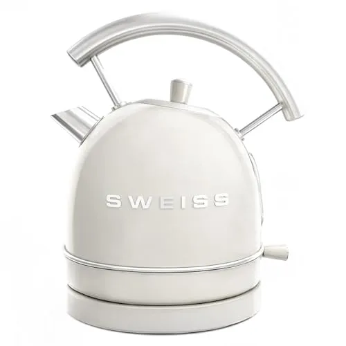 SWEISS Vintage Wasserkocher KTL8 Beige - Eleganter Wasserkocher aus hochwertigem Edelstahl mit 1,8L Fassungsvermögen. Schnell und effizient, ideal für Tee und Kaffee – ein stilvolles Highlight in jeder Küche.