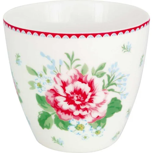 Greengate Latte Cup Becher ALIVIA Weiß mit Blumen Kaffeebecher 300 ml Porzellan
