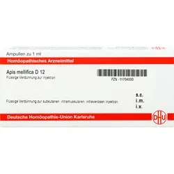Apis Mellifica D12 Ampullen 8 ML - Homöopathisches Arzneimittel zur Injektion, ideal zur Unterstützung des Wohlbefindens. Hochwirksame flüssige Verdünnung für subkutane, intramuskuläre und intravenöse Anwendung.