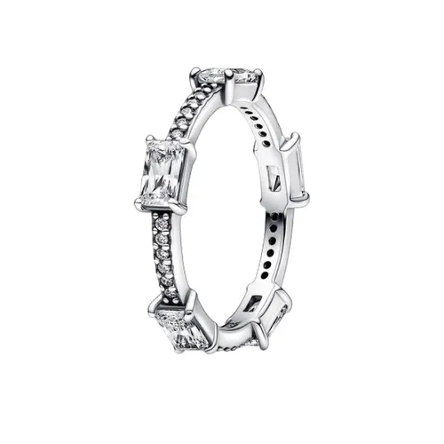 Pandora Ring Rechteckige Steine Pavé Funkelnd Silber Gr. 54 192397C01