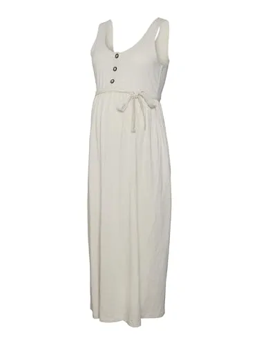 Mamalicious Trägerkleid MLEVI LIA SL JRS ANKLE DRESS 2F NOOS, French Oak - Jerseykleid aus 100% Baumwolle, pflegeleicht und modisch mit Rundhalsausschnitt – perfekt für den Alltag oder besondere Anlässe.