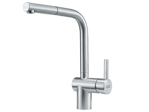 Franke Atlas Neo Edelstahl Hochdruckarmatur - Hochwertige Armatur mit Ausziehauslauf und 180° Schwenkbereich für maximale Flexibilität in der Küche.