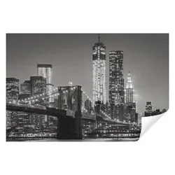 Wallarena Fototapete Brücke Stadt Panorama New York Schwarz-weiß 3D EFFEKT Schlafzimmer, Glatt, Stadt, Vliestapete schwarz weiß Wohnzimmer Schlafzimmer Tapete + Kleister grau 4.16 m x 2.9 m
