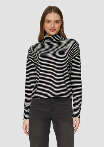 s.Oliver Gestreiftes Langarmshirt im Relaxed Fit Schwarz XL (42) - Stylisches Langarmshirt aus einer hochwertigen Lyocell-Mischung, ideal für lässige Outfits. Bequemer Relaxed Fit für hohen Tragekomfort.