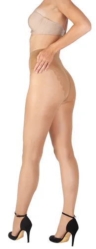 GIULIA 20 DEN Damen Strumpfhose mit Naht Spitzen Bikini Slip Shape Bauchweg