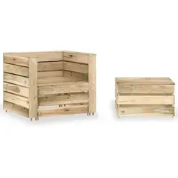 2-tlg. Garten-Lounge-Set aus Paletten - Gartenmöbel aus imprägniertem Kiefernholz, robust und wetterfest, ideal für entspannte Stunden im Freien.