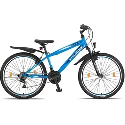 Talson 26 Zoll Mountainbike mit 21-Gang und Gabelfederung - Fahrrad mit Beleuchtung, ideal für Abenteuer und sicheres Fahren bei Dunkelheit.