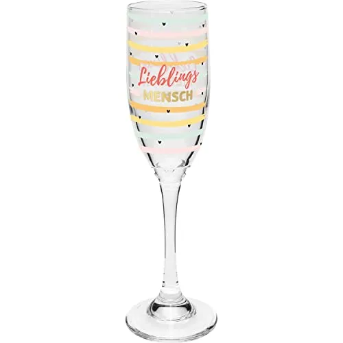 GRUSS & CO Sektglas mit Motiv "Mensch" | bedrucktes Secco-Glas, Höhe 22,3 cm, 20 cl | Geschenk Geburtstag, Valentinstag | 47825