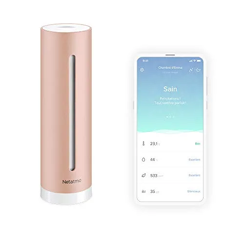 Netatmo Home Coach Intelligenter Raumluftqualitätsmonitor - Innenraum-Luftqualitätsmessgerät zur Überwachung von Temperatur, Luftfeuchtigkeit und CO2, mit automatischen Warnungen und intelligenten Empfehlungen für eine gesunde Raumumgebung.