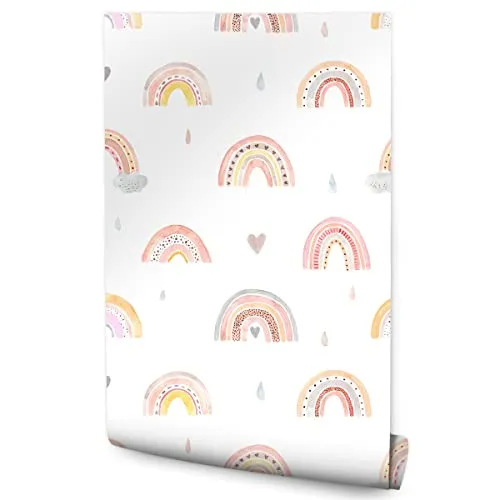 Muralo Tapete 10m Rolle Vlies Tapete Himmel Wolken Tropfen Regenbogen Abstrakt Linien Vliestapete 1000 x 53cm Wand Tapete Wohnzimmer Kinderzimmer Moderne Wanddeko Wand Dekoration