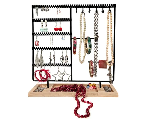 Yudu Schmuckständer mit 12 Haken und 2 Stangen - Praktischer Schmuckständer für eine stilvolle Aufbewahrung. Mit 12 Haken und 2 Stangen bietet er Platz für Ringe, Halsketten und mehr. Robuste Konstruktion und elegantes Design machen ihn zum perfekten Accessoire für Ihr Zimmer.