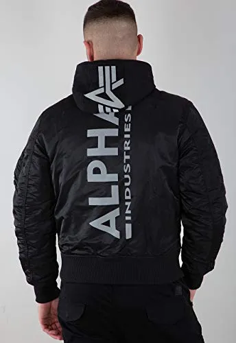 ALPHA INDUSTRIES Herren MA-1 ZH Back Print Bomberjacke, Black/Reflective, S - Funktionsjacken mit Regular Fit, auffälligem Rückendruck und praktischer Utility Pocket für zusätzlichen Stauraum.