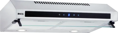 Doppelmotor Design Unterbau-Dunstabzugshaube NEG15-TDLS+ - Edelstahl, silber, 384 m³/h Umwälzleistung, elegante Glas-Front mit Sensor Touch und Nachlauffunktion