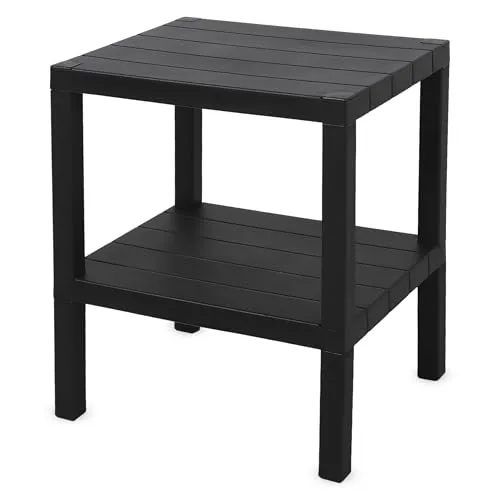 Spetebo Beistelltisch aus Kunststoff in Anthrazit - 2 Ebenen - Kompakter Beistelltisch in anthrazit mit 2 Ebenen (45 x 38 cm) - ideal für Wohnzimmer, Badezimmer oder Balkon. Einfache Montage und platzsparendes Design, maximal belastbar bis 8 kg.