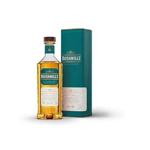 Bushmills 10 Years Old Single Malt Irish Whiskey - 0,7 l, dreifach destilliert mit Aromen von Honig und reifen Früchten, ideal für besondere Momente