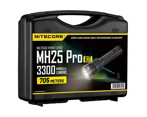 Nitecore MH25 Pro LED Taschenlampe - 3300 Lumen Hunting Kit - Taschenlampen Set für Jäger: Nitecore MH25 Pro mit 3300 Lumen, Rot- und Grünfilter sowie Fernschalter. Ideal für die Jagd, wasserdicht und mit USB-C-Aufladung für höchste Leistungsfähigkeit.