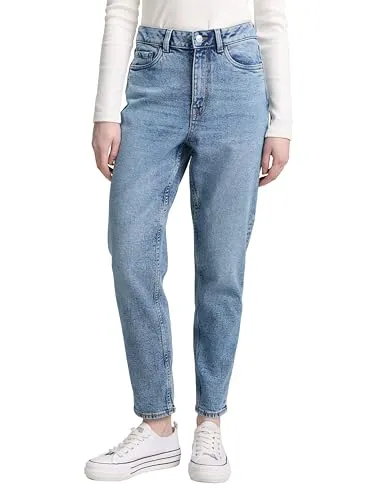 Mom-Jeans TOM TAILOR DENIM für Damen, Gr. 26, N-Gr, Used Mid Stone Blue - Modische Damen-Mom-Jeans von TOM TAILOR Denim im angesagten Five-Pocket Style. Figurschmeichelnde Skinny Fit Passform aus langlebigem Denim, ideal für entspannte Outfits.