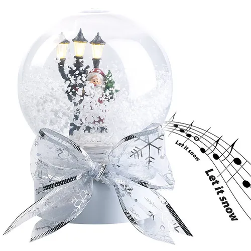infactory Schneekugel mit Musik: Weihnachtsmann mit LED-Laterne - Weihnachtliche Schneekugel mit singendem Weihnachtsmann, berührungsaktiv und beleuchtet. Ideal für festliche Dekoration und stimmungsvolle Atmosphäre.