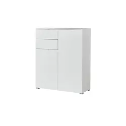 Carryhome Kommode Spice, Weiß Hochglanz - Moderne Kommode mit 3 Fächern und 2 Schubladen, ideal für stilvolles Wohnzimmer. Hochglanzweiß sorgt für elegante Optik und klare Linien.