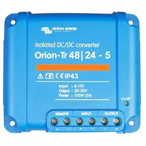 Victron Ladebooster Orion-Tr 48/24-5A, 120W Leistung - Sonstige Elektroinstallationsartikel mit regelbarer Ausgangsspannung und hohem Wirkungsgrad von 86%. Ideal für die Umwandlung von 48V auf 24V.
