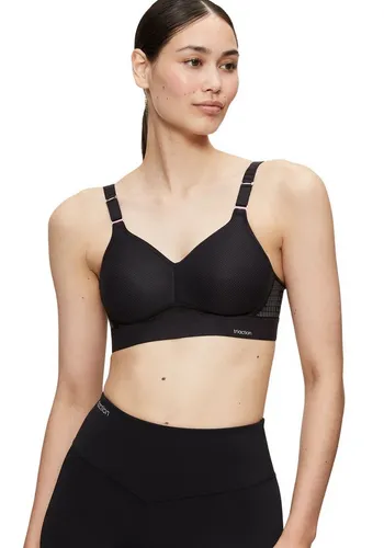 TriAction Damen Gepolstert Sport-BH Hybrid Lite P, Schwarz, Gr. 85B - Funktionsunterwäsche mit innovativem Dynamic Lite Gewebe für optimale Flexibilität und Passform. Ideal für Sport mit angenehm breiten, verstellbaren Trägern und gepolstertem Hakenverschluss.