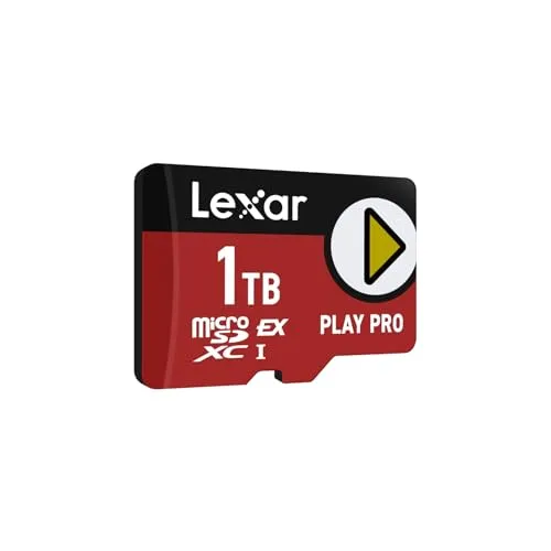 Lexar Play PRO MicroSDXC 1TB - Hochgeschwindigkeits-Speicherkarte für Gaming - Erleben Sie blitzschnelles Gaming mit der Lexar Play PRO MicroSDXC Karte: 1TB Speicher, bis zu 900MB/s Lesegeschwindigkeit und A2-Optimierung für flüssiges Spielerlebnis. Ideal für Konsolen und tragbare Geräte.
