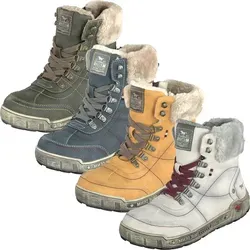 Mustang Damen 1290-607 Stiefelette, blau, 37 EU - Wanderschuhe mit Reißverschluss für einfachen Ein- und Ausstieg sowie Schnürung für individuelle Passform, ideal für aktive Frauen.
