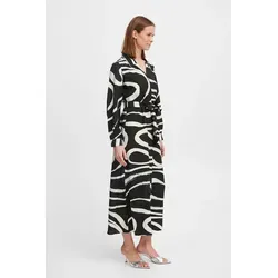 b.young Maxikleid BYIBINE AOP DRESS 2 - gemustertes Maxikleid in Blusenform schwarz 36