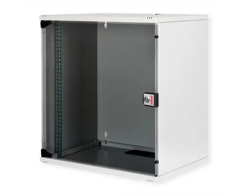 Roline Wandgehäuse Basic 12HE, grau - Schaltschrankgehäuse mit 19" Wandschränken, robust und abschließbar, ideal für kleine bis mittelgroße Netzwerke, einfache Montage und verstellbare Profilschienen.