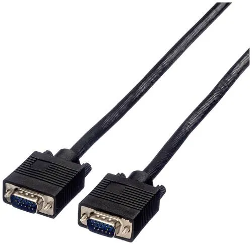 Value VGA Anschlusskabel VGA 15pol. Stecker 2.00m Schwarz 11.99.5252 doppelt geschirmt, schraubbar VGA-Kabel