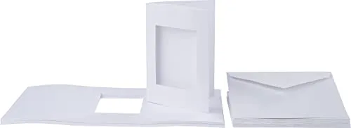 VBS 20er-Pack Passepartoutkarten Rechteck DIN A6 Weiß mit passende Umschläge Fotoalbum Einladungskarten Hochzeit