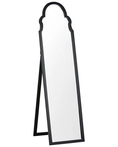 Beliani Stehspiegel Schwarz, Rechteckig 40x150 cm - Eleganter Standspiegel aus hochwertigem MDF und Glas, ideal für Schlafzimmer und Flur. Mit orientalisch inspiriertem Bogen für einen klassischen Look und pflegeleichtem Design.
