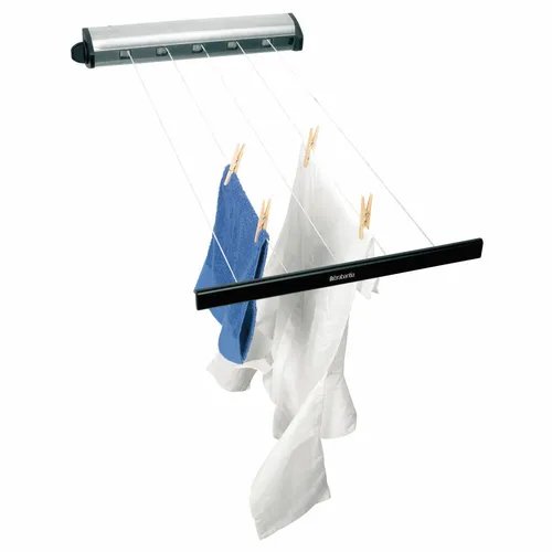 Brabantia Herausziehbare Wäscheleine Wäschetrockner Edelstahl 22 Meter - Wäscheständer mit 22 Metern Trockenfläche, platzsparend und ideal für drinnen oder draußen, aus hochwertigem Edelstahl für Langlebigkeit.
