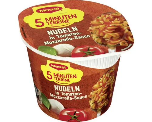 MAGGI Fertiggericht, Maggi 5 Minuten Terrine Nudeln in Tomate Mozzarella Sauce 55g