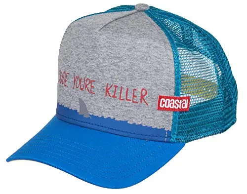 Coastal Trucker Cap HFT Killer Dude - Heather Grey/Petrol/Blue - Stylische Baseball Cap für Herren mit Killer Dude-Motiv, verstellbar und langlebig, ideal für jeden Anlass.
