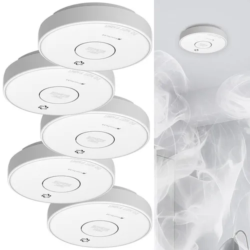 VisorTech 5er-Set drahtlos vernetzbare Funk-Rauchwarnmelder, 85 dB