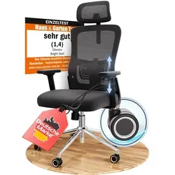 CLOUVOU BrightSeat Bürostuhl Ergonomisch [TESTSIEGER] - Bürostuhl bis 150 kg, individuell einstellbar mit innovativer 2D Gaming Chair Armlehne für höchsten Komfort und Rückenschutz – ideal für Büro und Home Office.