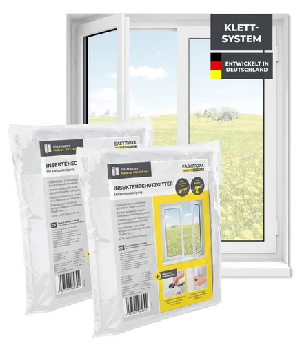 EASYmaxx Moskitonetz - bis max. 110x130cm - selbstklebendes Klettband - 2er-Set