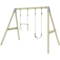 OutdoorToys Schaukelkombination - Doppelschaukeln für den Garten, aus robustem Holz, ideal für stundenlangen Spielspaß im Freien, geeignet für Kinder ab 3 Jahren.