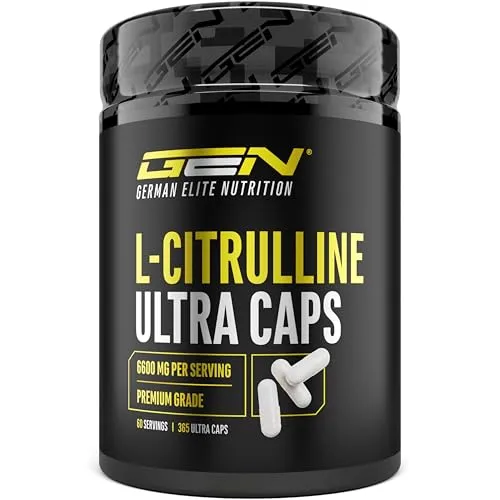 L-Citrullin Ultra - 1100 mg, 365 Kapseln - Sportnahrung mit 1100 mg L-Citrullin pro Kapsel, ideal zur Unterstützung der Leistungsfähigkeit und kombinierbar mit anderen Aminosäuren. GMO-frei, laktose- und glutenfrei.