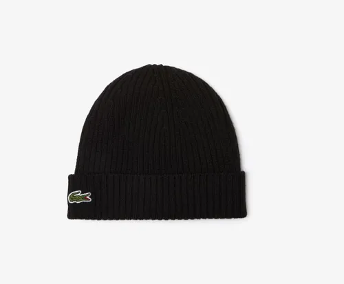 Lacoste Mütze Strickmütze - Einheitsgröße, warm und weich mit breitem Umschlag und LACOSTE-Markenaufnäher