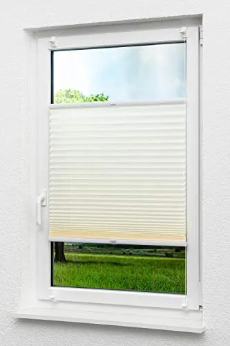 LYSEL Outlet - Plissee Klemmen Hellelfenbein - Plissee in der Größe (Bx H) 60cm * 130cm