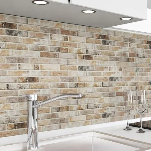 danario Küchenrückwand selbstklebend - Matt - Ziegelsteine - Küchenrückwand aus hitzebeständiger und kratzfester PET-Folie, einfach selbstklebend und zuschneidbar für individuelle Anpassungen in Ihrer Küche.