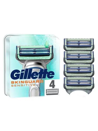 Gillette Skinguard Sensitive 4 pcs - Rasierausstattung für empfindliche Haut, klinisch getestet zur Vermeidung von Irritationen mit einzigartigem SkinGuard für sanfte Rasur.