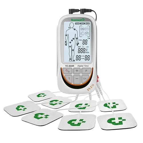 TESMED TE-880R Plus: Vielseitiger Muskelelektrostimulator mit 73 Programmen - Elektrostimulator mit 73 Programmen, inklusive TENS und EMS, ideal für Schmerzbehandlung, Muskeltraining und Entspannung. WIEDERAUFLADBAR und leistungsstark für optimale Ergebnisse.